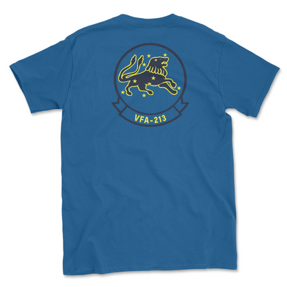 Royal blue t-shirt with squadron patch.