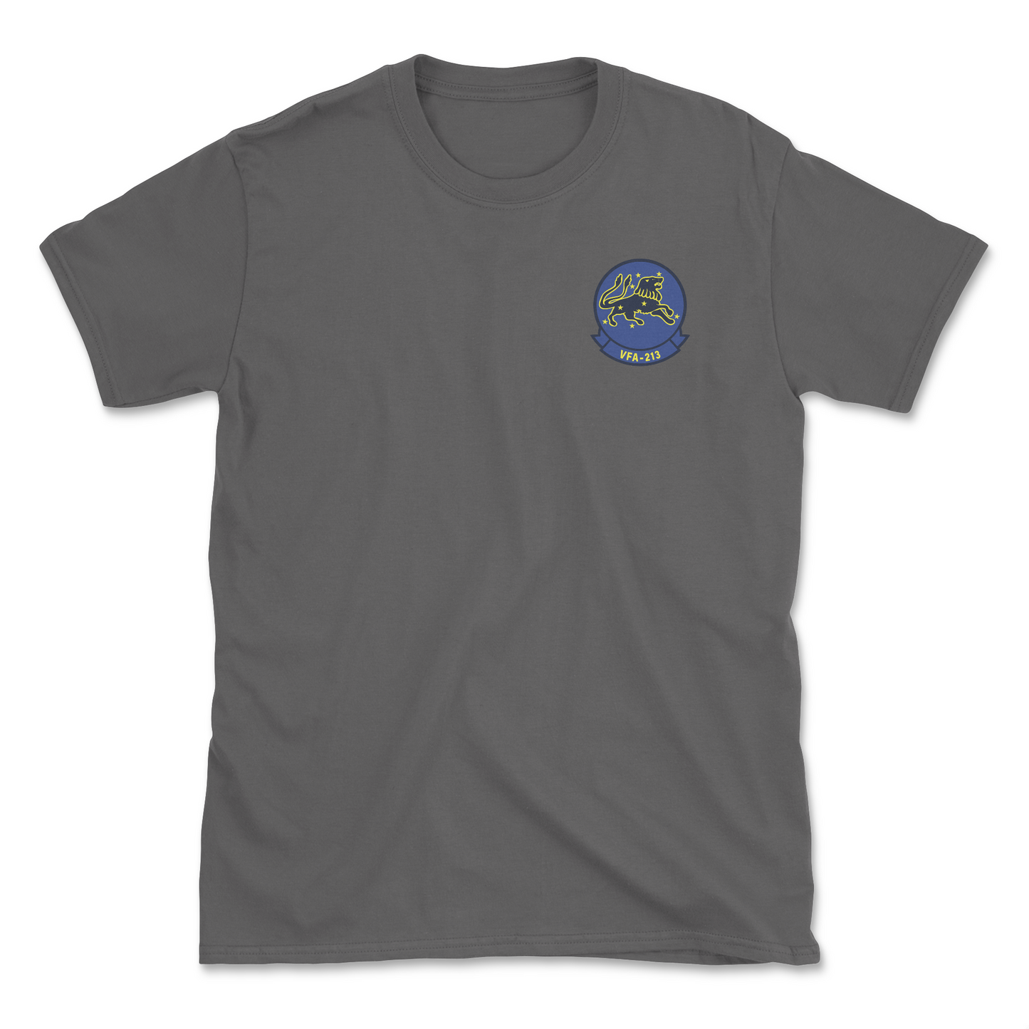 Charcoal t-shirt with squadron patch.