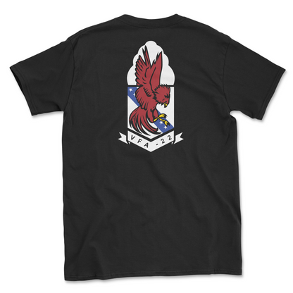 Black t-shirt with squadron patch.